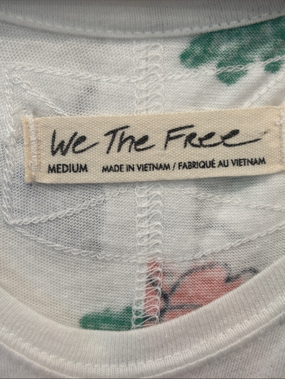Free People We The Free Women’s White Floral Short-Sleeve Tee Size M - Picture 7 of 8